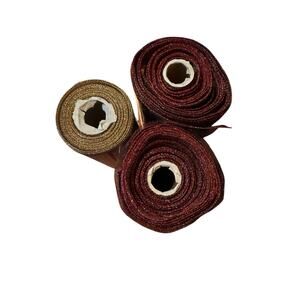 Gold & Red Metallic Wire Edge Ribbon Holiday Christmas Floral Gift Giving READ